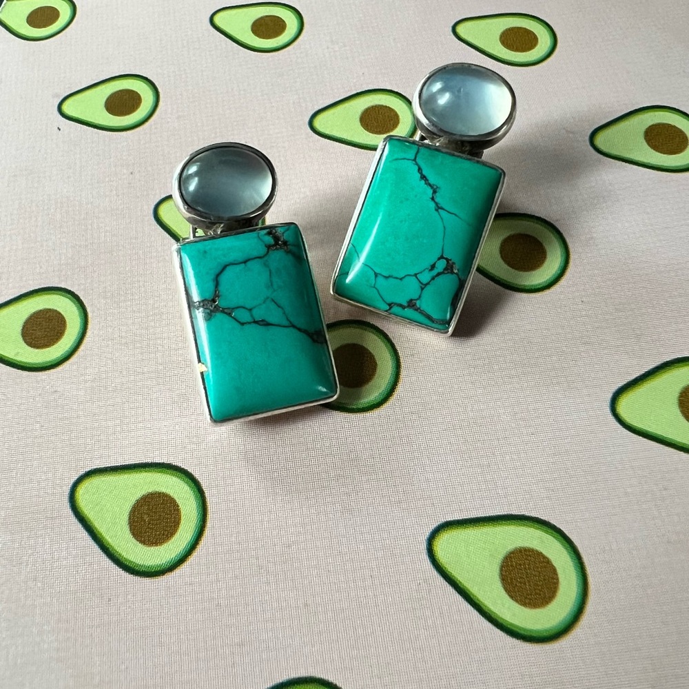 Silver Turquoise Clip on earrings
